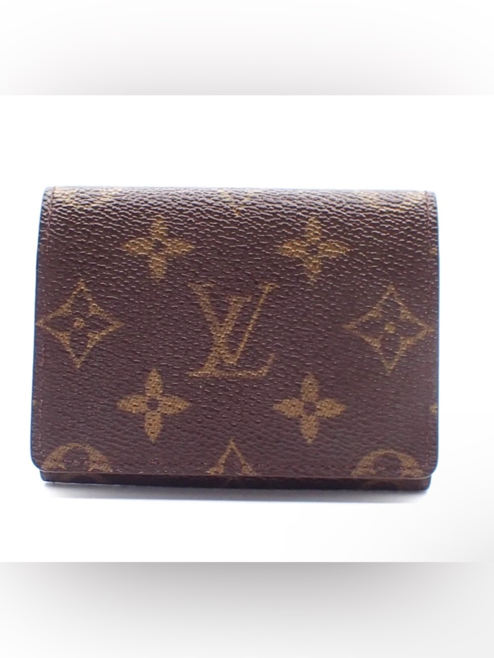 Louis Vuitton Brown Monogram Card Holder with Gold-Tone Motif